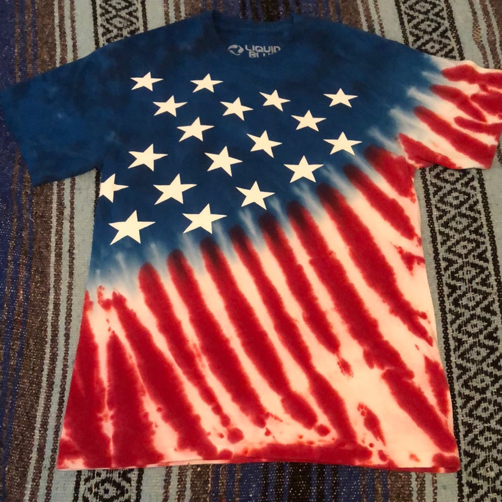 Liquid Blue American Flag Tie Dye Tee Shirt